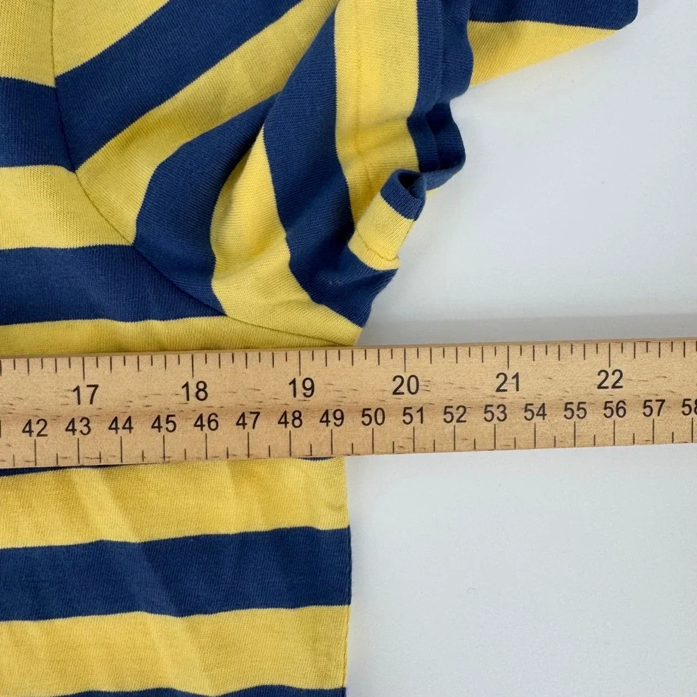 Polo Ralph Lauren Mens Custom Slim Fit Striped T-Shirt Yellow Navy Blue Medium